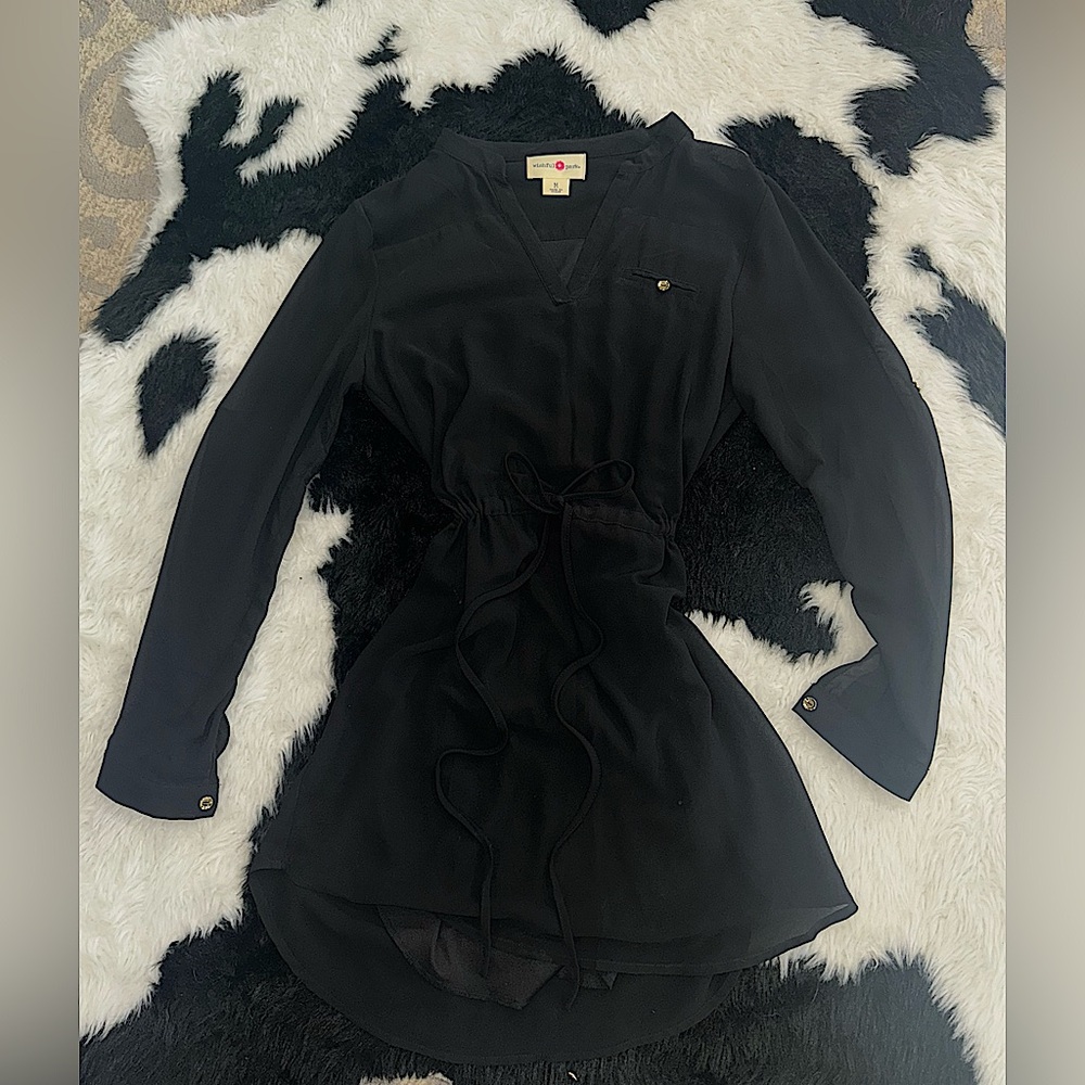 {WISHFUL PARK} Drop Waist Simi-Sheer Roll Cuff Dress